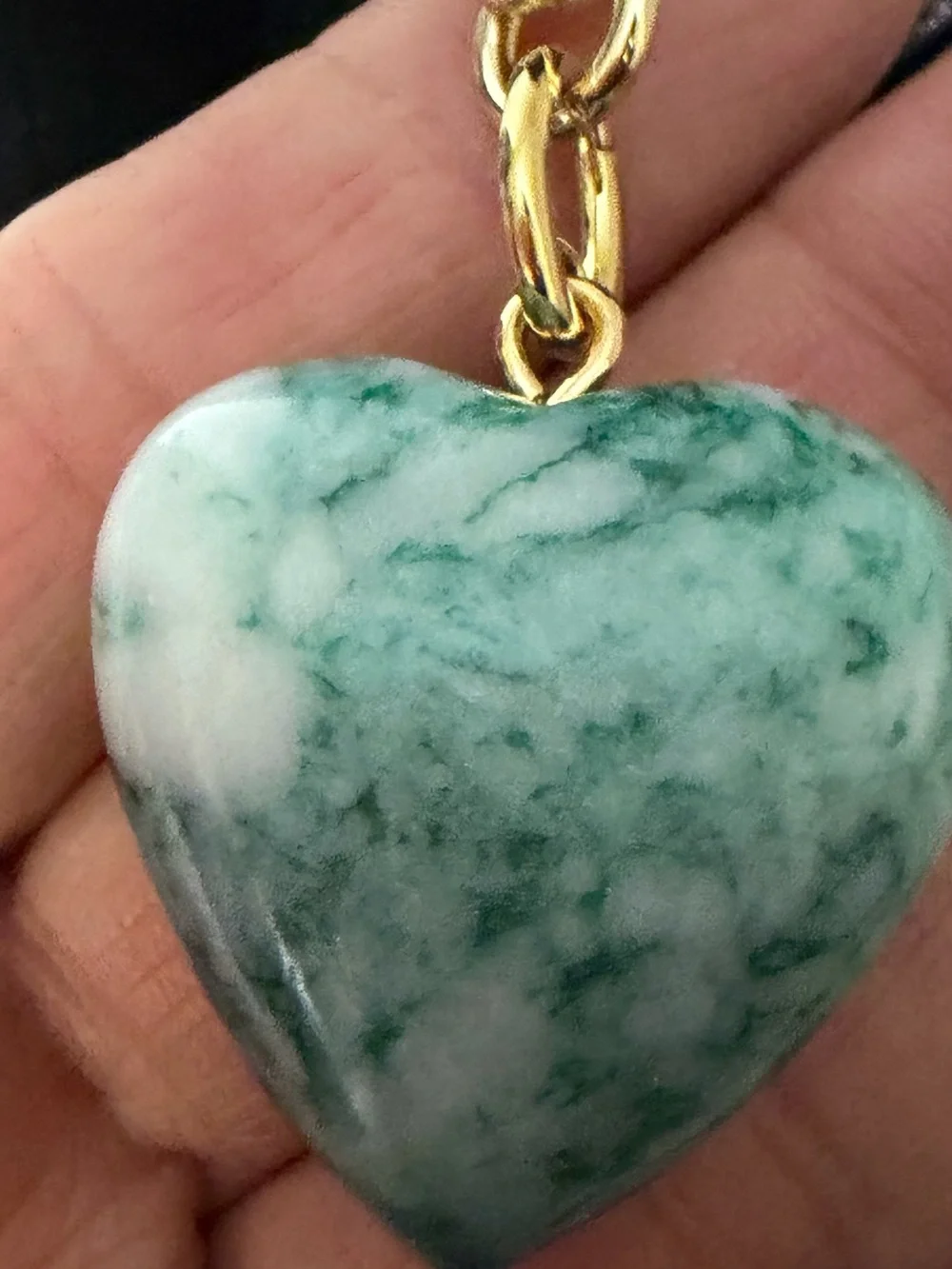 Roxanne Assoulin Moss Agate Cordon Necklace with Marbled Heart Pendant NEW